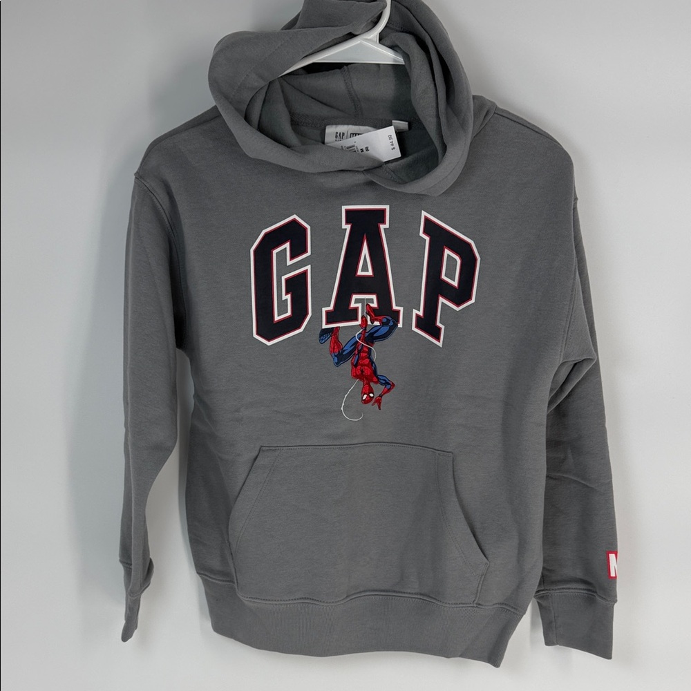GAP Marvel Charcoal Hoodie with Spider-Man Design - Kids M